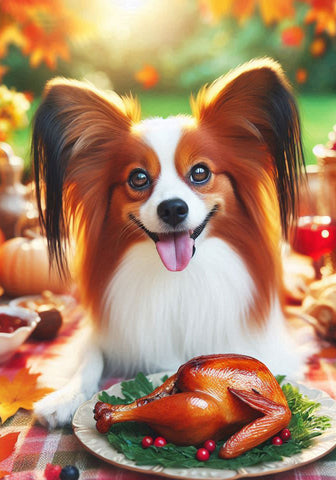 Papillon Red and White - Best of Breed DCR Thanksgiving Outdoor House and Garden Flag