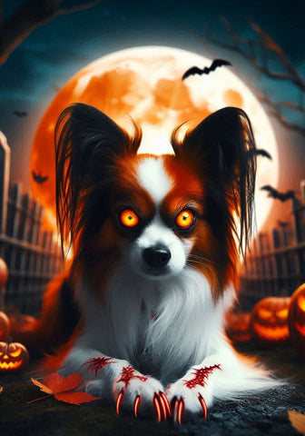 Papillon Red and White - Best of Breed DCR Halloween Outdoor House and Garden Flag