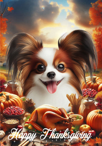 Papillion R/W - Best of Breed  Thanksgiving Outdoor House and Garden Flag