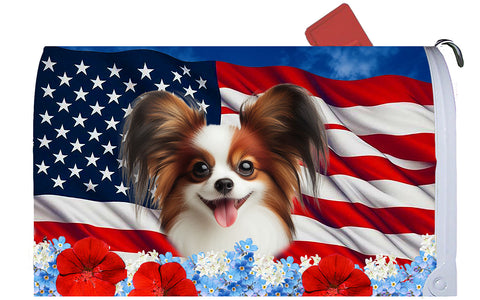 Papillion R/W - Best of Breed Patriotic Mailbox Cover Hi-Grade Vinyl 6" x 19"