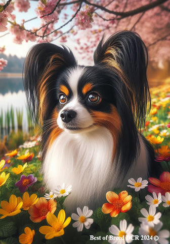 Papillon Tri -  Best of Breed DCR Spring House and Garden Flag