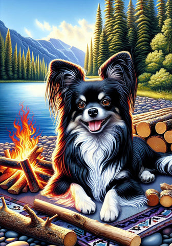 Papillon Black and White - Best of Breed DCR Summer Camping   Outdoor House and Garden Flag