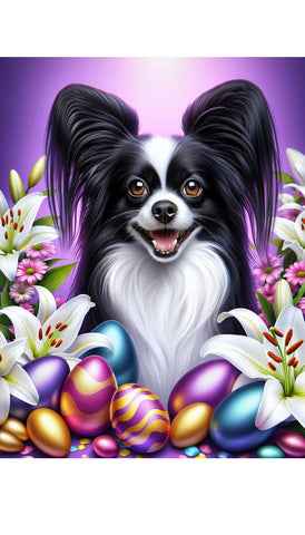 Papillon Black and White - Best of Breed DCR Easter Holiday    Outdoor House and Garden Flag