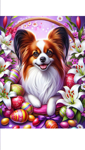 Papillon Red and White - Best of Breed DCR Easter Holiday    Outdoor House and Garden Flag