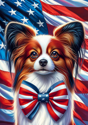 Papillon Red and White - Best of Breed DCR Patriotic III   Outdoor House and Garden Flag