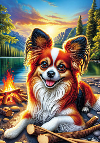 Papillon Red and White - Best of Breed DCR Summer Camping   Outdoor House and Garden Flag