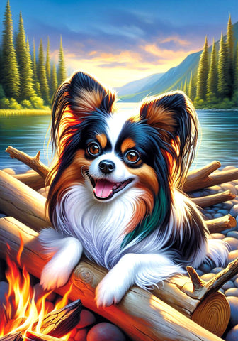 Papillon Tri - Best of Breed DCR Summer Camping   Outdoor House and Garden Flag
