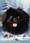 Pekingese Black - Best of Breed  Winter Wonderland Outdoor House and Garden Flag