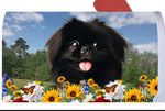 Pekingese Black - Best of Breed Summer Flowers Mailbox Cover Hi-Grade Vinyl 6" x 19"