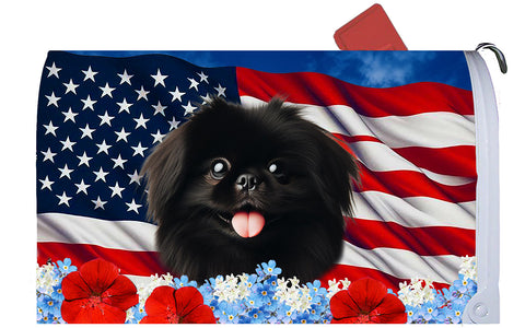 Pekingese Black - Best of Breed Patriotic Mailbox Cover Hi-Grade Vinyl 6" x 19"