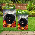 Pekingese Black - Best of Breed  Fall Leaves Outdoor House and Garden Flag