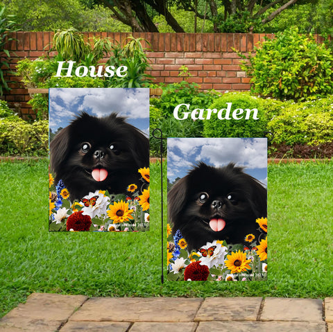 Pekingese Black - Best of Breed  Summer Fields Outdoor House and Garden Flag