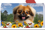 Pekingese Red - Best of Breed Summer Flowers Mailbox Cover Hi-Grade Vinyl 6" x 19"