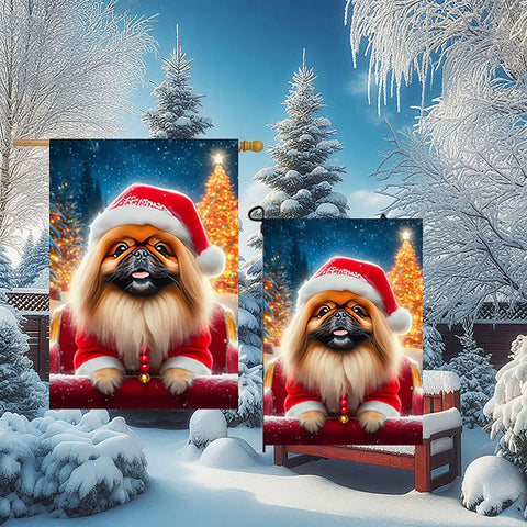 Pekingese - Best of Breed DCR Christmas Outdoor House and Garden Flag