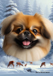 Pekingese Red - Best of Breed  Winter Wonderland Outdoor House and Garden Flag