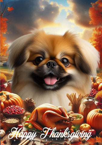 Pekingese Red - Best of Breed  Thanksgiving Outdoor House and Garden Flag