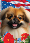 Pekingese Red - Best of Breed  Patriotic I All-American Outdoor House and Garden Flag