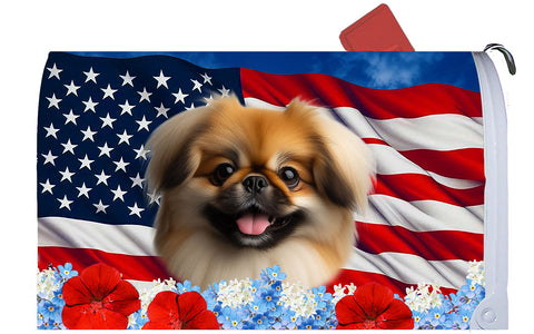 Pekingese Red - Best of Breed Patriotic Mailbox Cover Hi-Grade Vinyl 6" x 19"