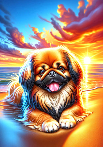 Pekingese - Best of Breed DCR Summer Sunset Outdoor House and Garden Flag