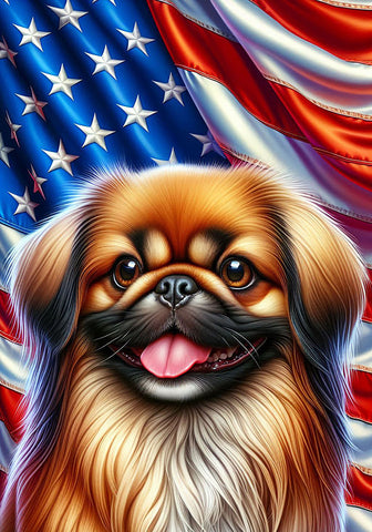 Pekingese - Best of Breed DCR Patriotic III   Outdoor House and Garden Flag