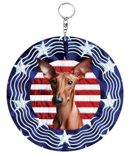 Pharoah Hound -  Best of Breed  Stars and Stripes Aluminum 10" Wind Spinner
