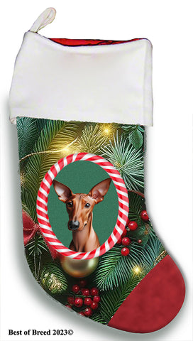 Pharoah Hound -  Best of Breed  Christmas Stocking 13.5"  Red Gaming Cloth with Red Lining ,Plush White Cuff