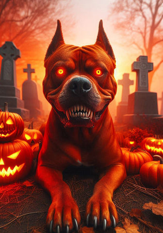 Pit Bull Red - Best of Breed DCR Halloween Outdoor House and Garden Flag