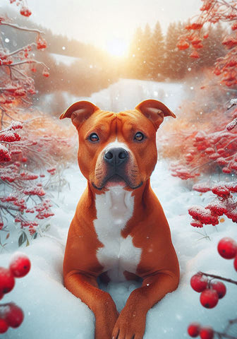 Pit Bull Red - Best of Breed DCR Winter Berries Outdoor House and Garden Flag