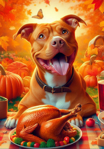 Pit Bull Red - Best of Breed DCR Thanksgiving Outdoor House and Garden Flag