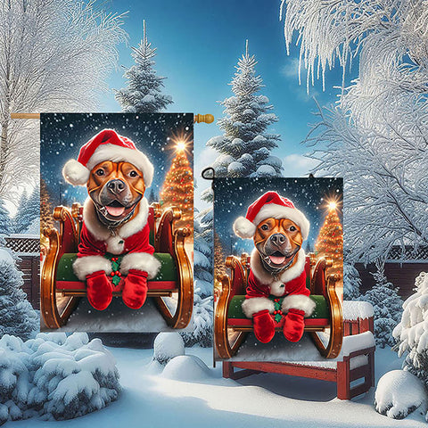 Pit Bull Red - Best of Breed DCR Christmas Outdoor House and Garden Flag