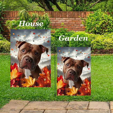 Pit Bull Terrier - Best of Breed  Fall Leaves Outdoor House and Garden Flag