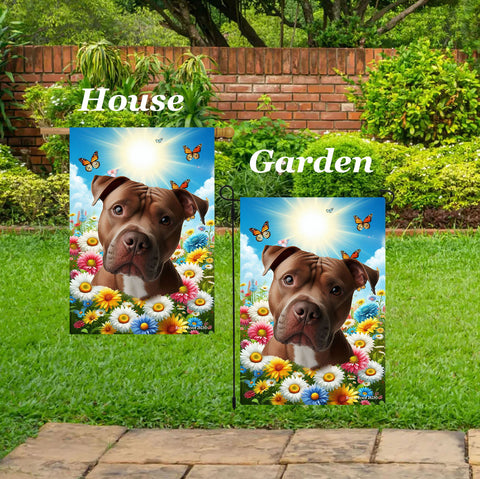 Pit Bull Terrier - Best of Breed  Summer Butterflies Outdoor House and Garden Flag