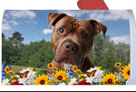 Pit Bull Terrier - Best of Breed Summer Flowers Mailbox Cover Hi-Grade Vinyl 6" x 19"