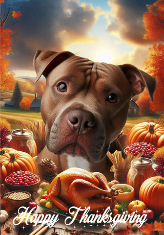 Pit Bull Terrier - Best of Breed  Thanksgiving Outdoor House and Garden Flag