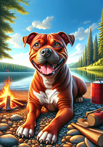 Pit Bull Red - Best of Breed DCR Summer Camping   Outdoor House and Garden Flag