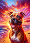 Pit Bull Red - Best of Breed DCR Summer Sunset Outdoor House and Garden Flag