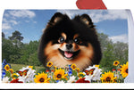 Pomeranian Black/Tan -  Best of Breed Summer Flowers Mailbox Cover Hi-Grade Vinyl 6" x 19"