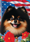 Pomeranian Black/Tan -  Best of Breed  Patriotic I All-American Outdoor House and Garden Flag