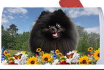 Pomeranian Black - Best of Breed Summer Flowers Mailbox Cover Hi-Grade Vinyl 6" x 19"