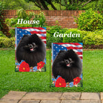 Pomeranian Black - Best of Breed  Patriotic I All-American Outdoor House and Garden Flag
