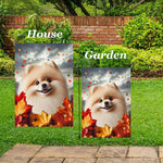 Pomeranian Cream - Best of Breed  Fall Leaves Outdoor House and Garden Flag