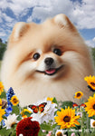 Pomeranian Cream - Best of Breed  Summer Fields Outdoor House and Garden Flag