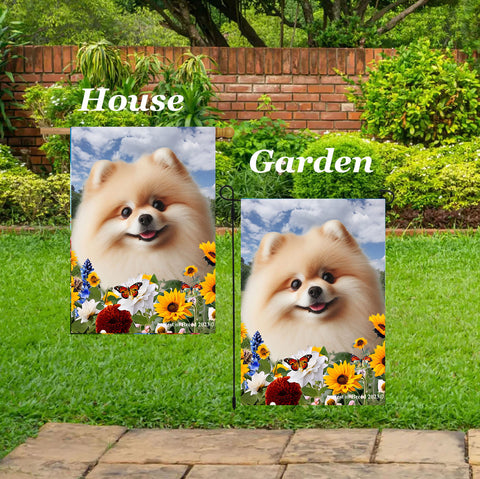 Pomeranian Cream - Best of Breed  Summer Fields Outdoor House and Garden Flag