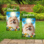 Pomeranian Cream - Best of Breed  Summer Butterflies Outdoor House and Garden Flag