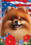 Pomeranian Orange - Best of Breed  Patriotic I All-American Outdoor House and Garden Flag