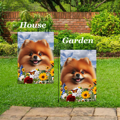 Pomeranian Orange - Best of Breed  Summer Fields Outdoor House and Garden Flag