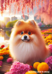 Pomeranian Red and White -  Best of Breed DCR Spring House and Garden Flag