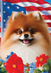 Pomeranian Red - Best of Breed  Patriotic I All-American Outdoor House and Garden Flag