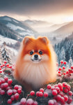 Pomeranian - Best of Breed DCR Winter Berries Outdoor House and Garden Flag