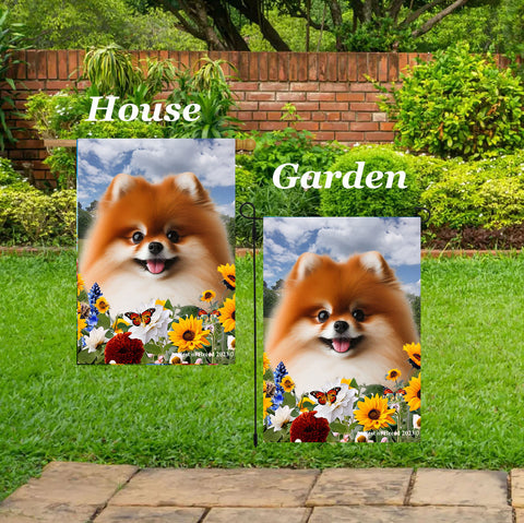 Pomeranian Red - Best of Breed  Summer Fields Outdoor House and Garden Flag